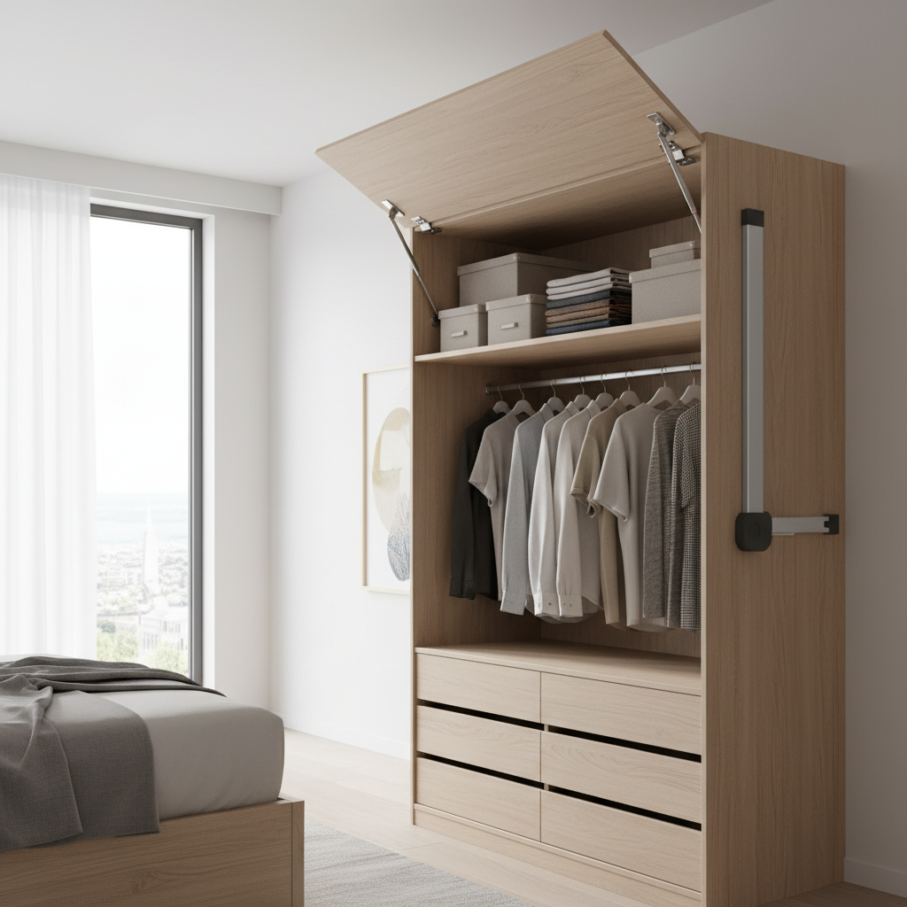 Cabinet Door Lift Support For Wardrobes And Closet Storage Systems
