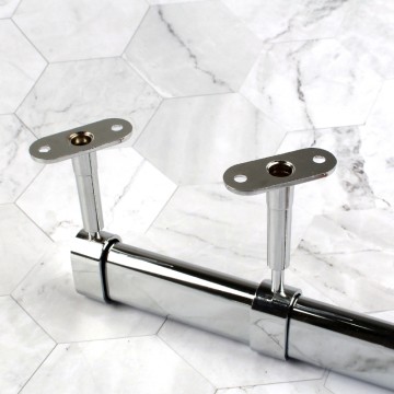 YT-1612F Universal Clothes Rail Bracket | Mid-Span Reinforced Support | Chrome Zinc Alloy | 15×30mm Adjustable Holder